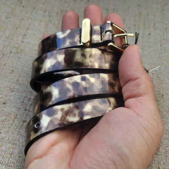 HALOGEN Women Waistband Animal Print Faux Leather Vegan Skinny Belt Size M 33in - Picture 2 of 11